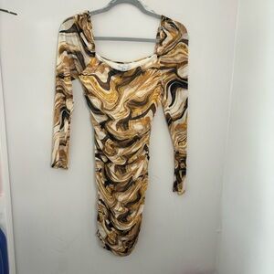 Fashion nova brown multi mini dress